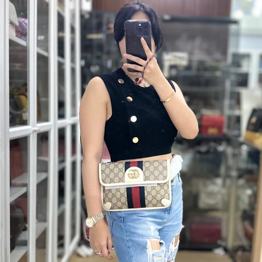 Women’s Gucci brown/white GG canvas web Ophedia  Belt bag 80cm/32” adjustable - Picture 15 of 15
